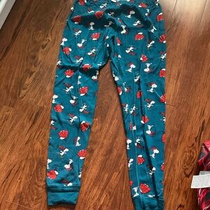 Peanuts Teal Joggers with Red Pattern